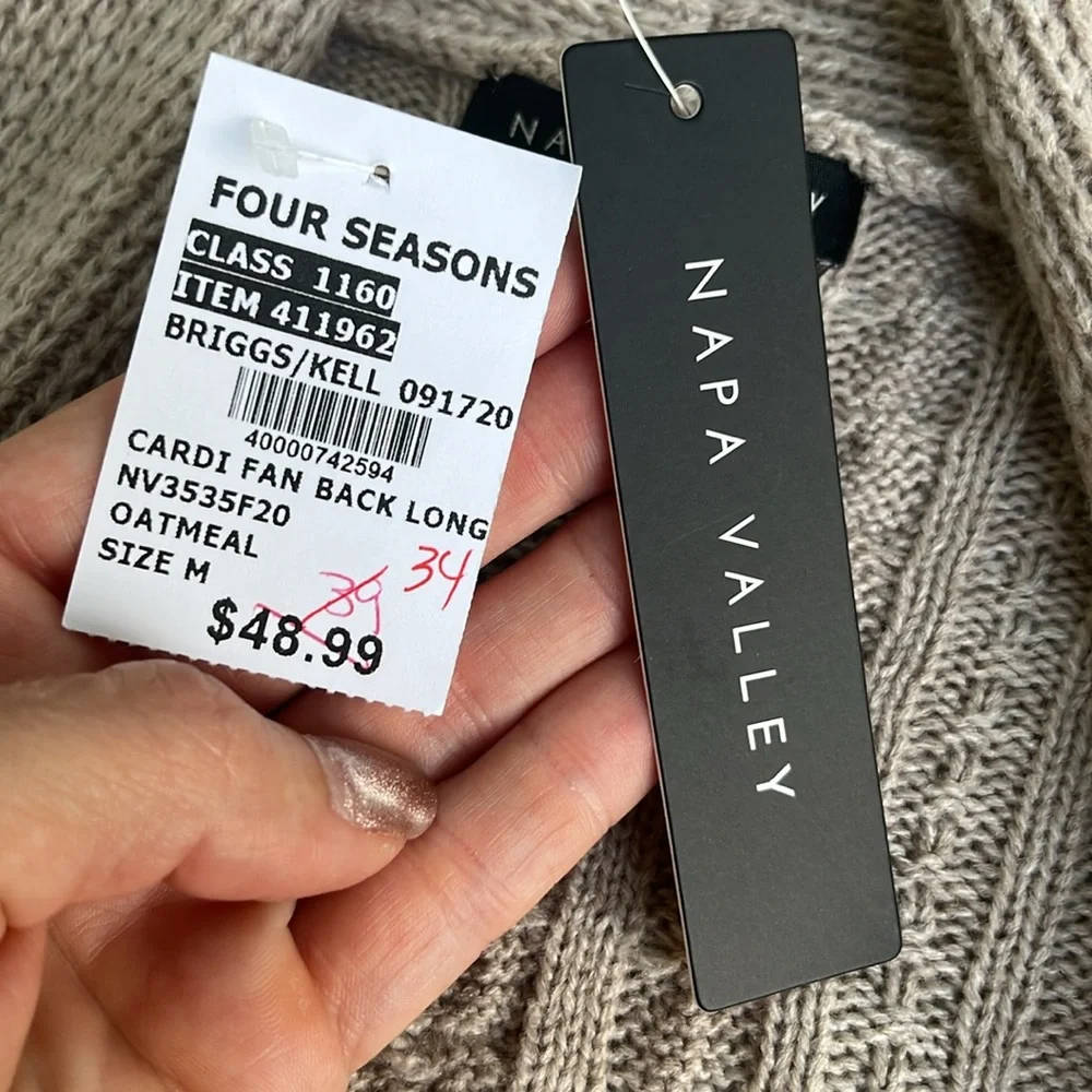 New Napa Valley oatmeal fan back long cardigan - Picture 11 of 14